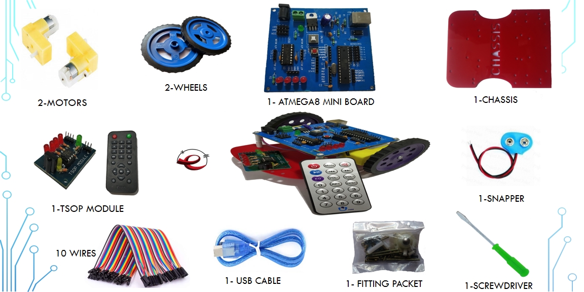 Wireless IR Remote Controlled Programmable Robotic DIY Kit